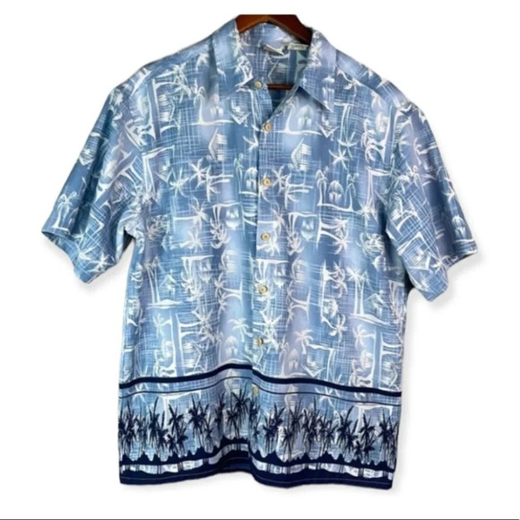 VINTAGE Y2K Men’s Blue Tropical Print Hawaiian Shirt 725 Short Sleeve Size M - Picture 2 of 11
